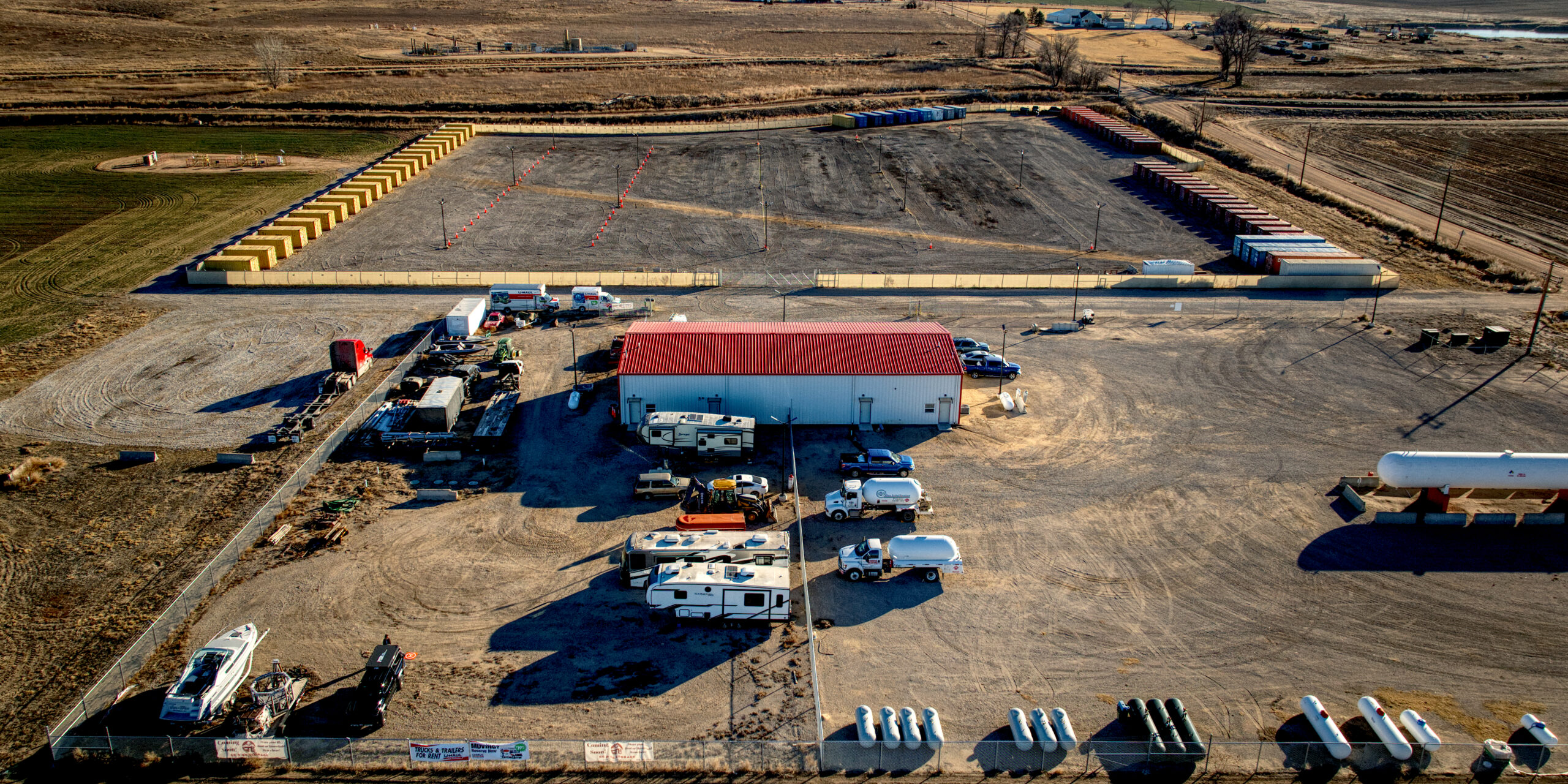 aerial view of parking area
