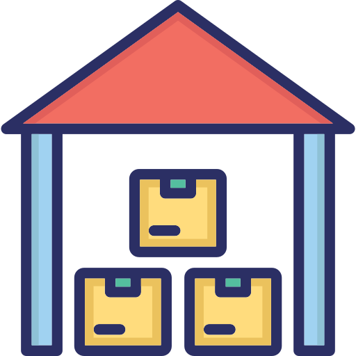 storage unit with boxes icon
